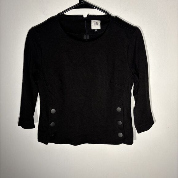Cabi size S Osaka Nights black pointe utility button side blouse 3/4 sleeves - Picture 2 of 12